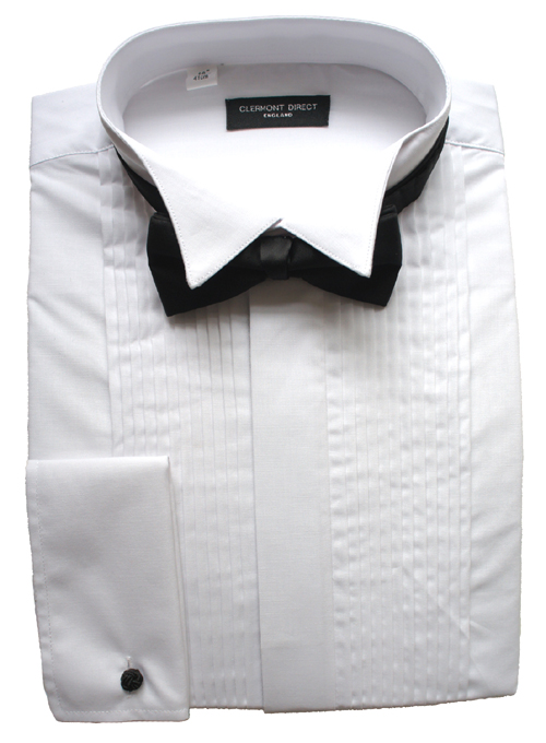 RE-PACKAGED Poly-Cotton Pleated Wing Collar Dress Shirt